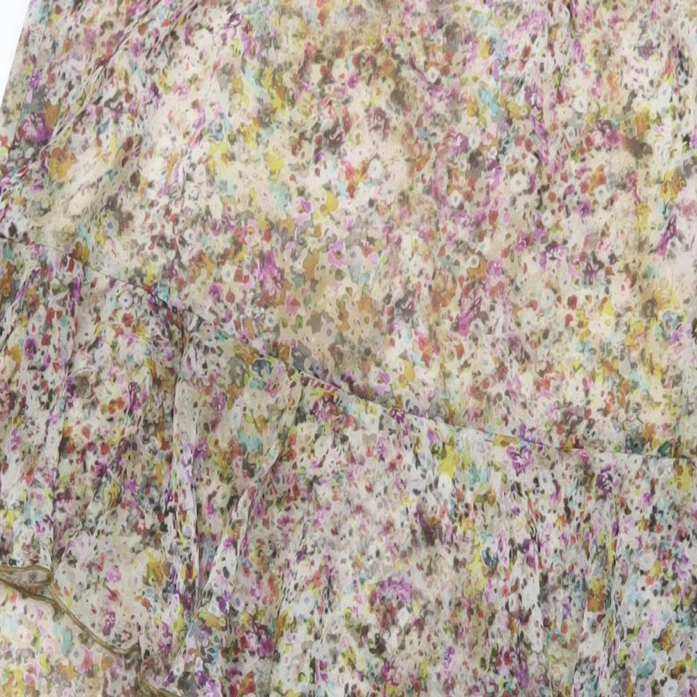 Marks and Spencer Womens Multicoloured Floral Polyester A-Line Skirt Size 10 Zip