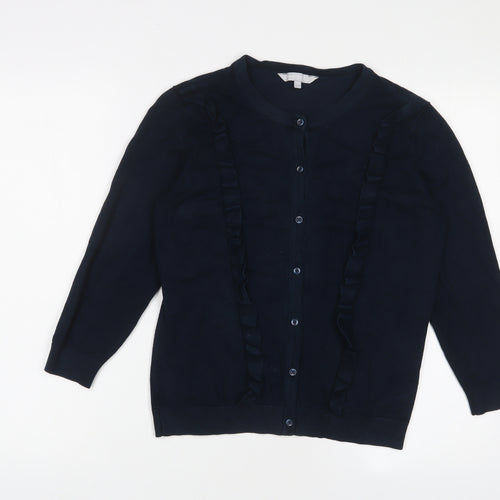 Red Herring Womens Blue Crew Neck Viscose Cardigan Jumper Size 14 - Frill