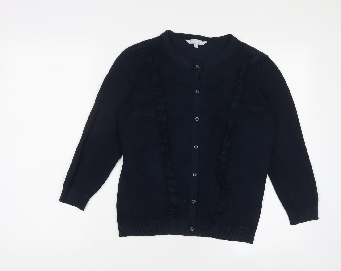 Red Herring Womens Blue Crew Neck Viscose Cardigan Jumper Size 14 - Frill