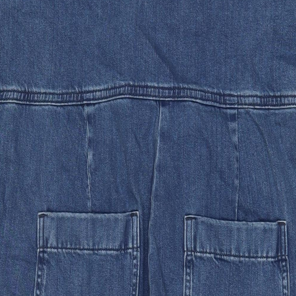 Marks and Spencer Womens Blue Cotton Dungaree One-Piece Size 18 L25 in Button