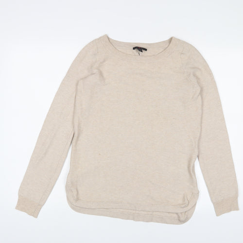 Cynus Womens Beige Crew Neck Viscose Pullover Jumper Size S