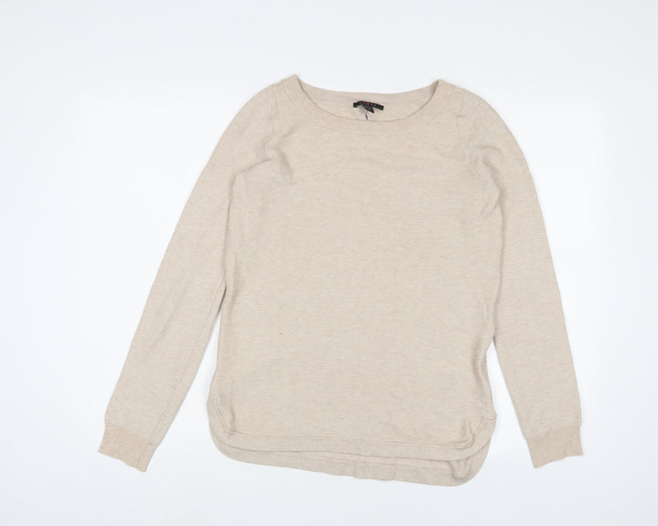 Cynus Womens Beige Crew Neck Viscose Pullover Jumper Size S