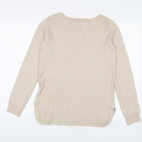 Cynus Womens Beige Crew Neck Viscose Pullover Jumper Size S