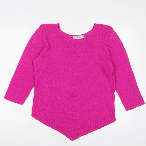 BASSINI Womens Purple V-Neck Acrylic Pullover Jumper Size L