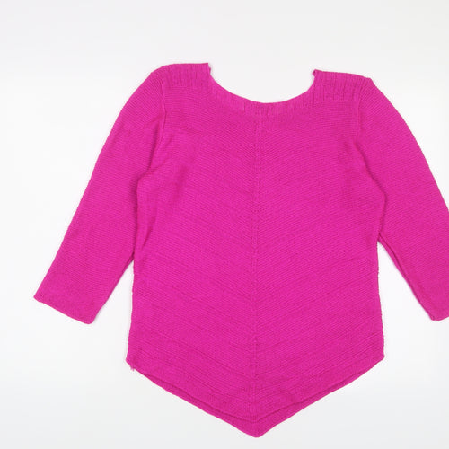 BASSINI Womens Purple V-Neck Acrylic Pullover Jumper Size L