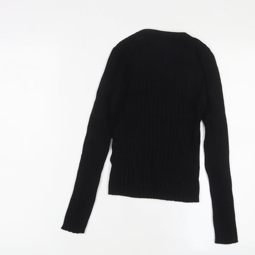 Marks and Spencer Womens Black V-Neck Viscose Pullover Jumper Size M