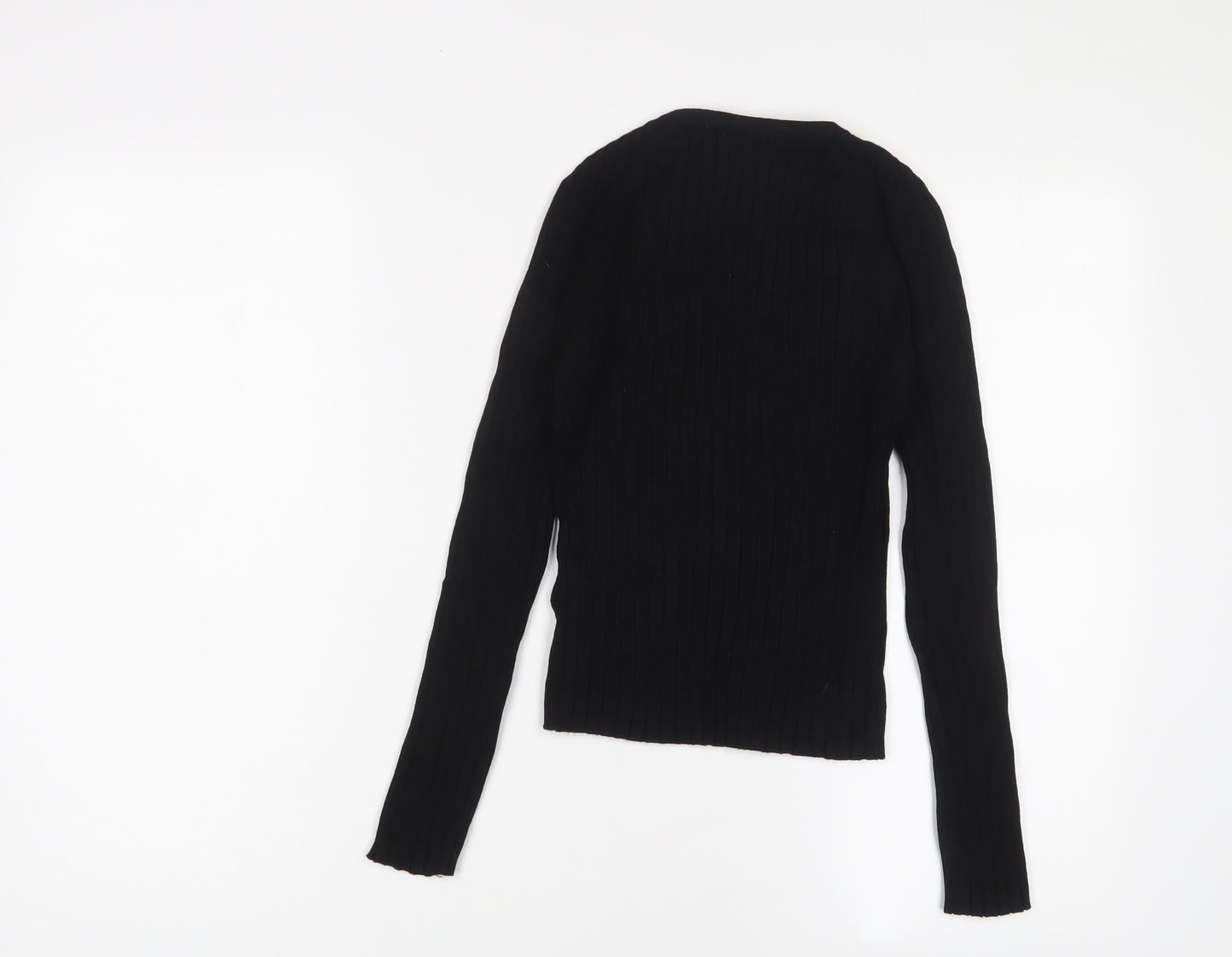 Marks and Spencer Womens Black V-Neck Viscose Pullover Jumper Size M