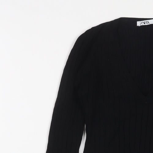 Marks and Spencer Womens Black V-Neck Viscose Pullover Jumper Size M