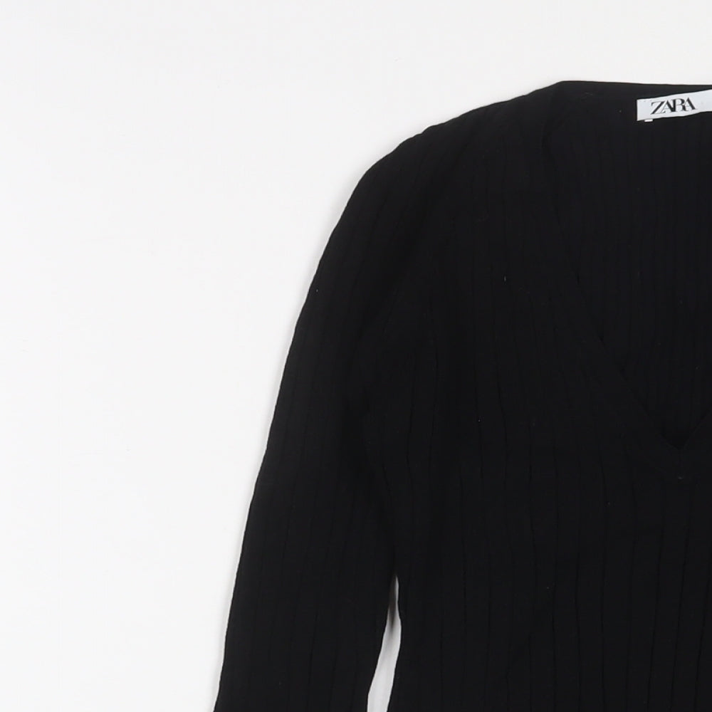 Marks and Spencer Womens Black V-Neck Viscose Pullover Jumper Size M
