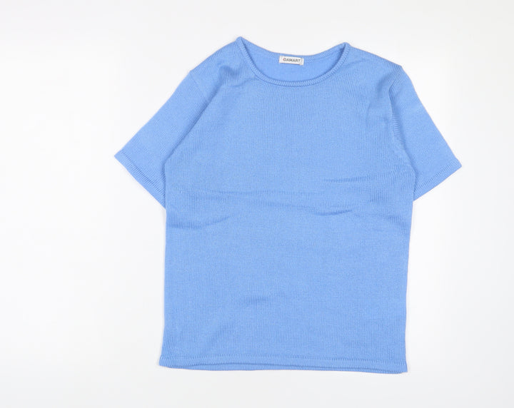 Damart Womens Blue Crew Neck Acrylic Pullover Jumper Size 12 - 10/12