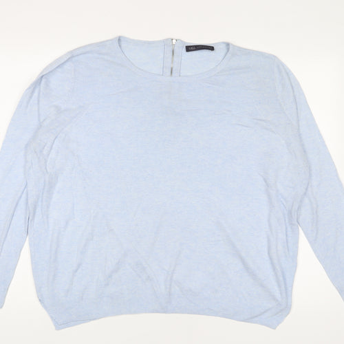 Marks and Spencer Womens Blue Crew Neck Viscose Pullover Jumper Size 18