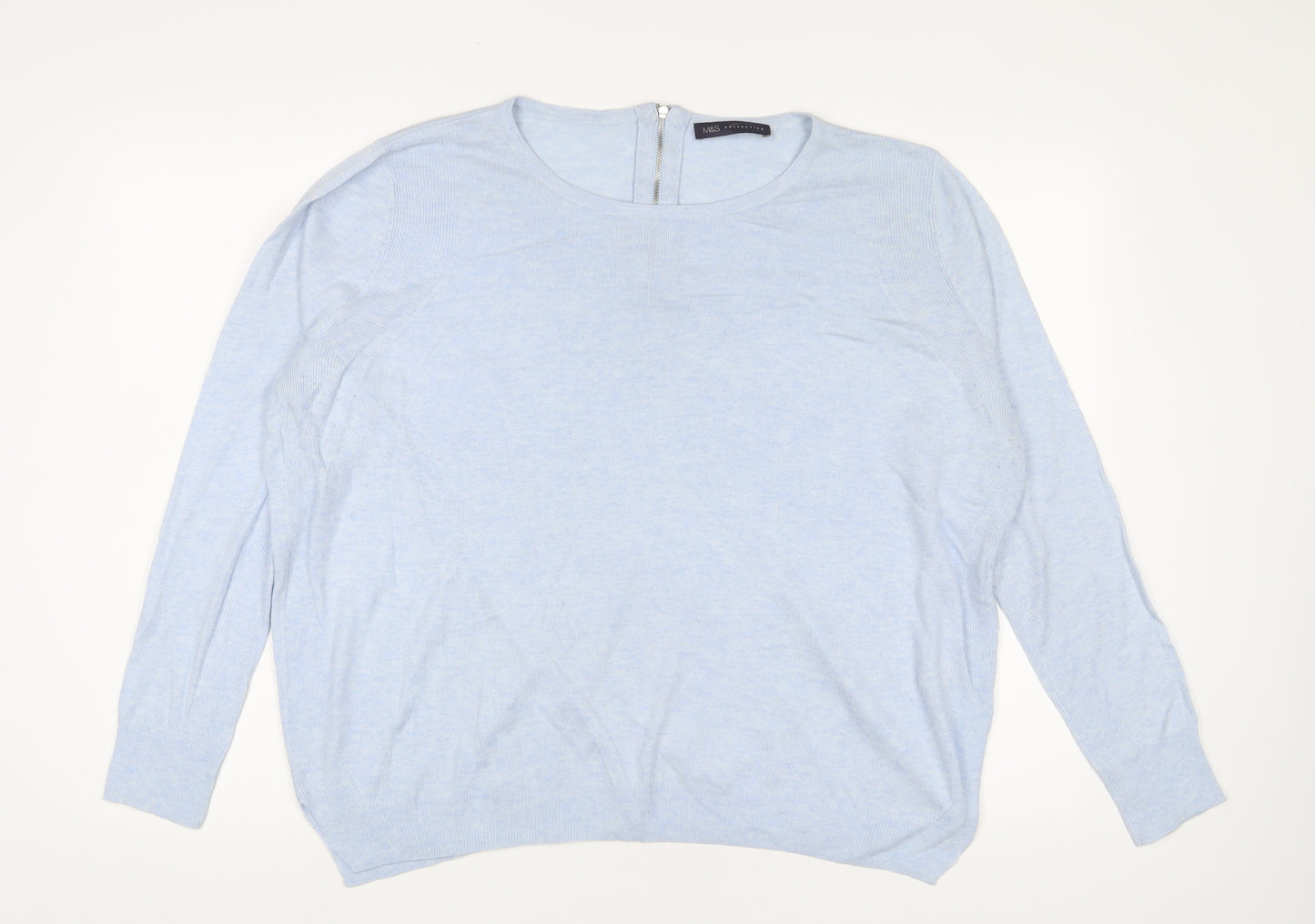Marks and Spencer Womens Blue Crew Neck Viscose Pullover Jumper Size 18