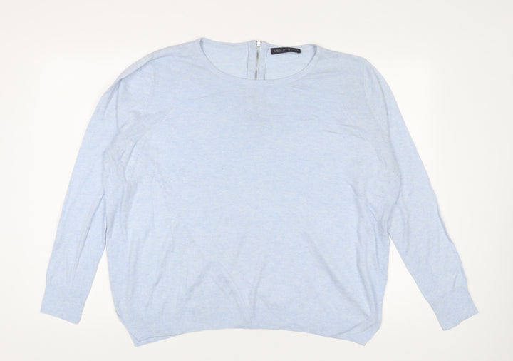 Marks and Spencer Womens Blue Crew Neck Viscose Pullover Jumper Size 18