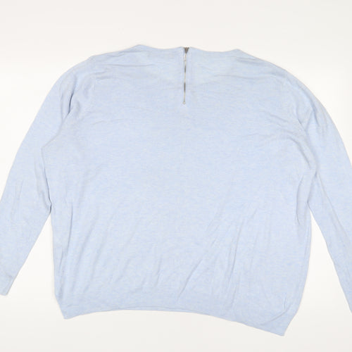 Marks and Spencer Womens Blue Crew Neck Viscose Pullover Jumper Size 18