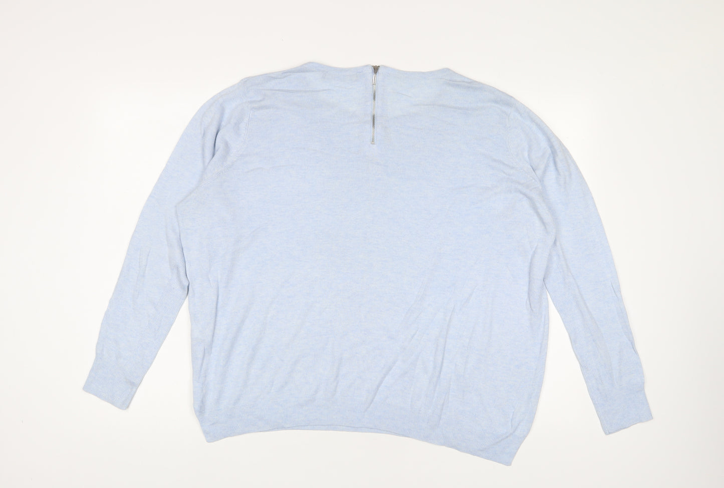 Marks and Spencer Womens Blue Crew Neck Viscose Pullover Jumper Size 18