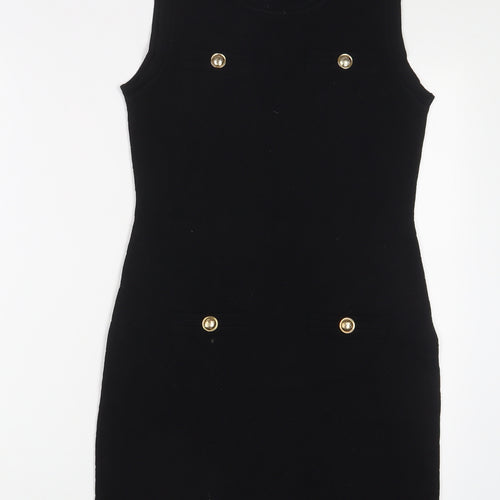 Yu & Me Paris Womens Black Acrylic Jumper Dress Size S Crew Neck Pullover - S/M