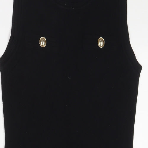 Yu & Me Paris Womens Black Acrylic Jumper Dress Size S Crew Neck Pullover - S/M