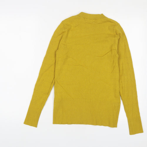 Marks and Spencer Womens Yellow Round Neck Viscose Pullover Jumper Size 10