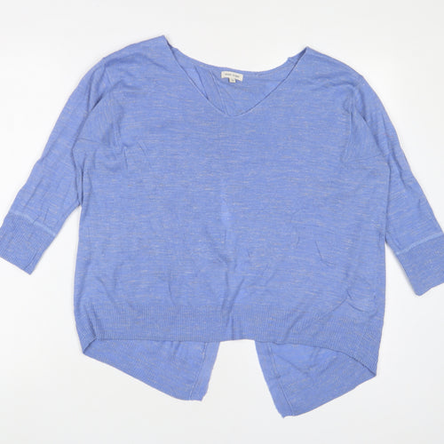 River Island Womens Blue V-Neck Acrylic Pullover Jumper Size 12