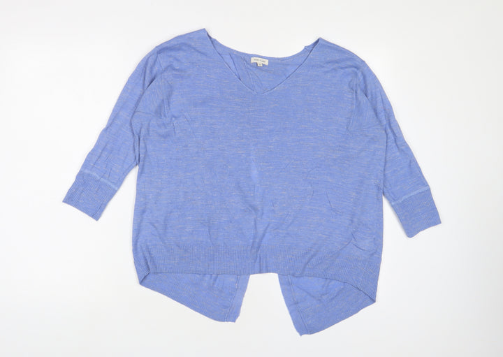 River Island Womens Blue V-Neck Acrylic Pullover Jumper Size 12
