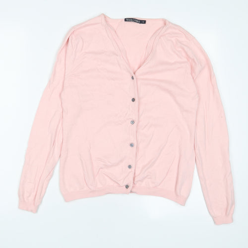 Woolovers Womens Pink V-Neck Cotton Cardigan Jumper Size M