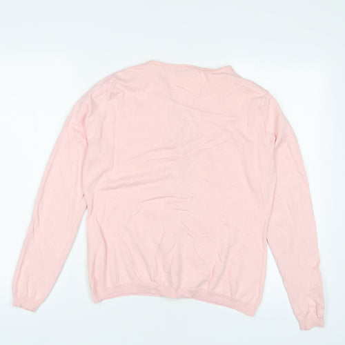 Woolovers Womens Pink V-Neck Cotton Cardigan Jumper Size M