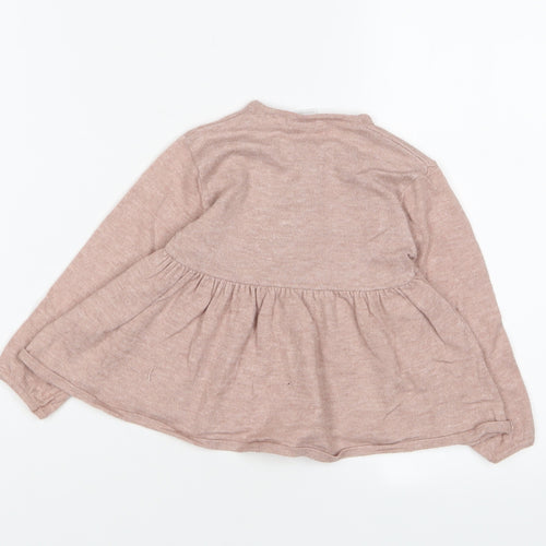 Zara Girls Purple Polyester Pinafore/Dungaree Dress Size 12-18 Months Crew Neck Button