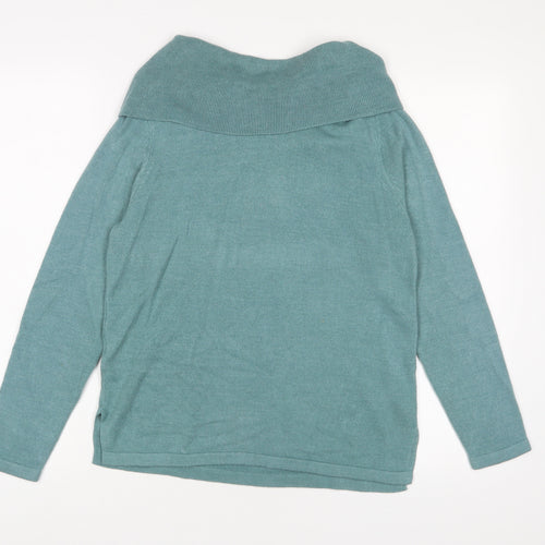 Marks and Spencer Womens Blue Roll Neck Acrylic Pullover Jumper Size 2