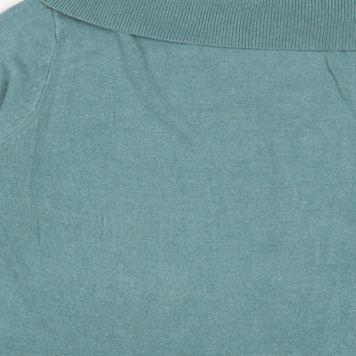 Marks and Spencer Womens Blue Roll Neck Acrylic Pullover Jumper Size 2