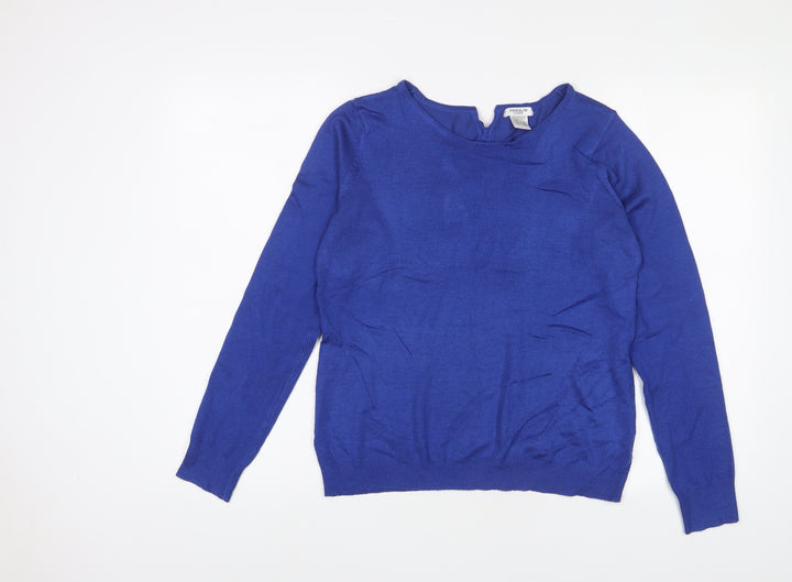 La Redoute Womens Blue Boat Neck Acrylic Pullover Jumper Size 14 - Bows