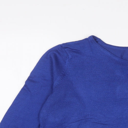 La Redoute Womens Blue Boat Neck Acrylic Pullover Jumper Size 14 - Bows