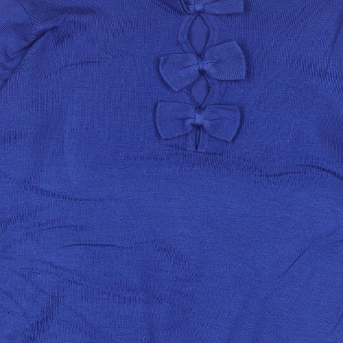 La Redoute Womens Blue Boat Neck Acrylic Pullover Jumper Size 14 - Bows
