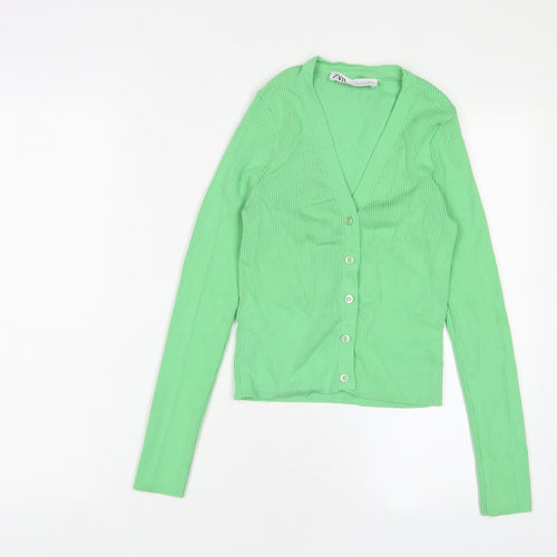 Marks and Spencer Womens Green V-Neck Viscose Cardigan Jumper Size 10