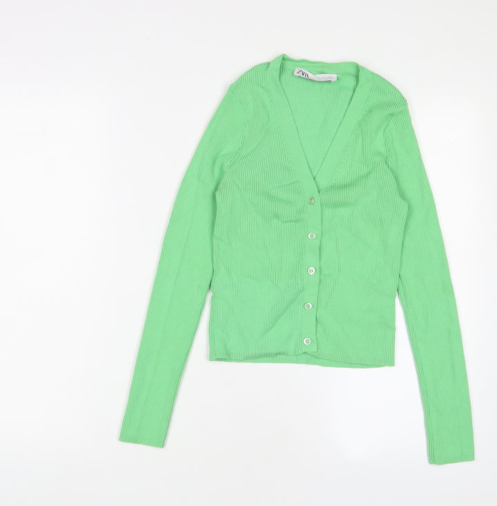 Marks and Spencer Womens Green V-Neck Viscose Cardigan Jumper Size 10