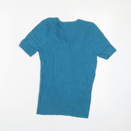 Marks and Spencer Womens Black V-Neck Viscose Pullover Jumper Size 10 - Stretch