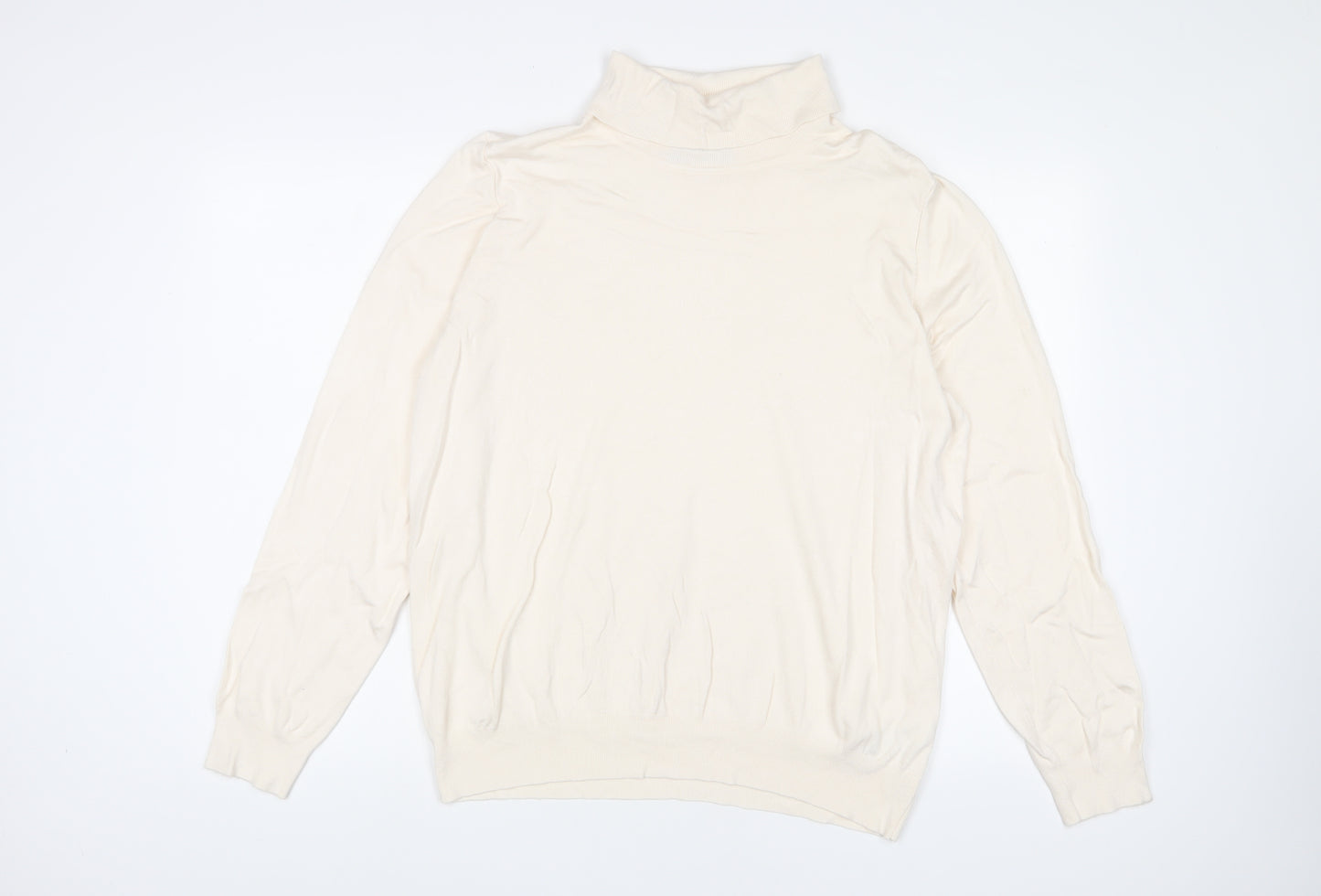 Marks and Spencer Womens Beige Roll Neck Viscose Pullover Jumper Size 20