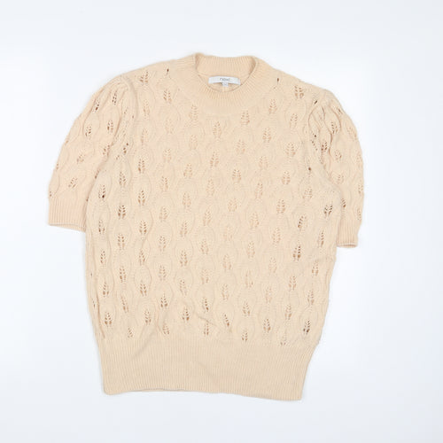 NE3XT Womens Beige Round Neck Cotton Pullover Jumper Size 10