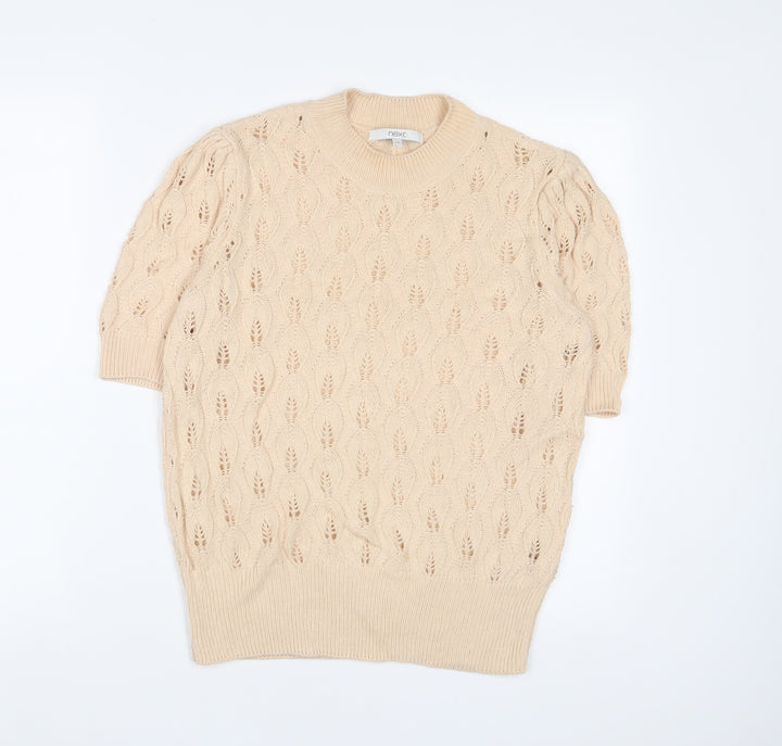 NE3XT Womens Beige Round Neck Cotton Pullover Jumper Size 10