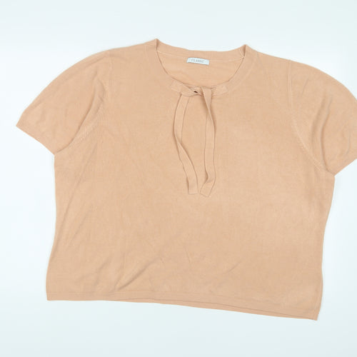 Marks and Spencer Womens Beige Crew Neck Acrylic Pullover Jumper Size 24