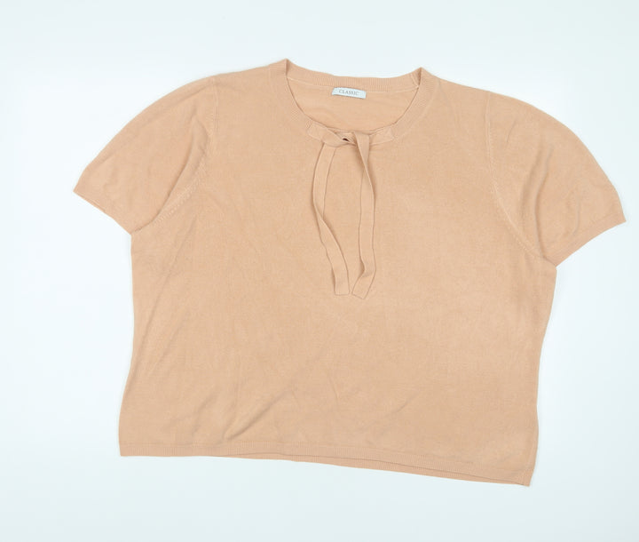 Marks and Spencer Womens Beige Crew Neck Acrylic Pullover Jumper Size 24