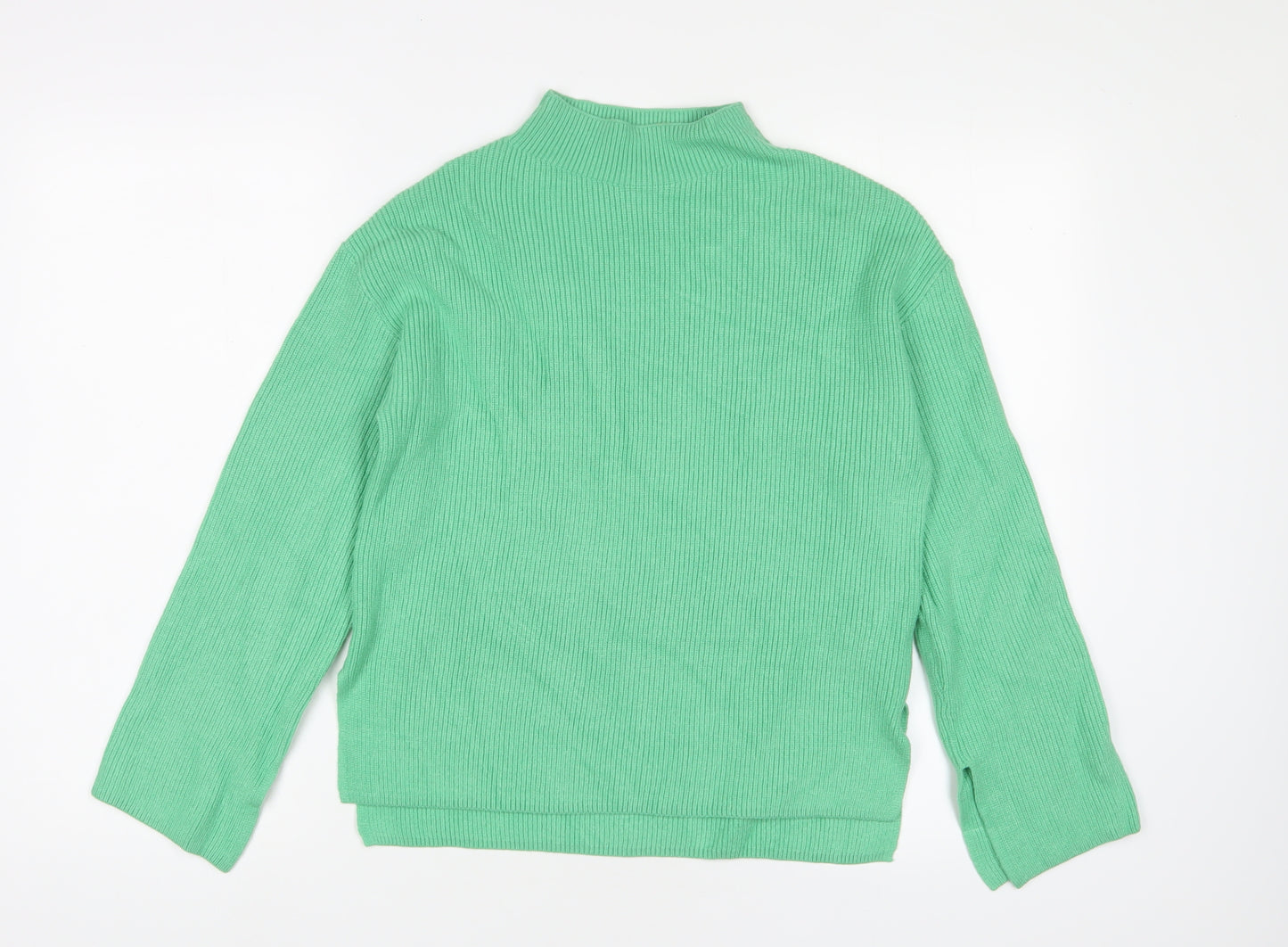 Marks and Spencer Womens Green High Neck Viscose Pullover Jumper Size XS
