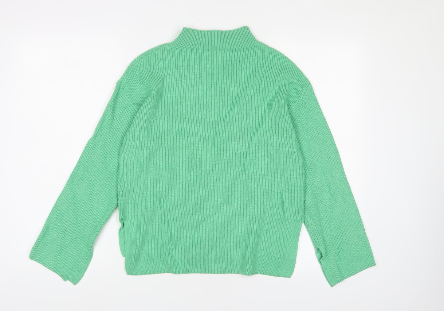Marks and Spencer Womens Green High Neck Viscose Pullover Jumper Size XS