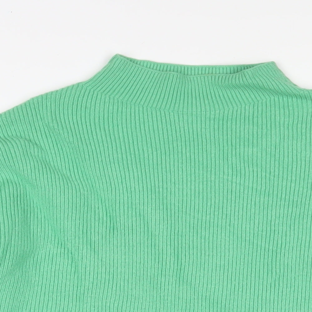 Marks and Spencer Womens Green High Neck Viscose Pullover Jumper Size XS