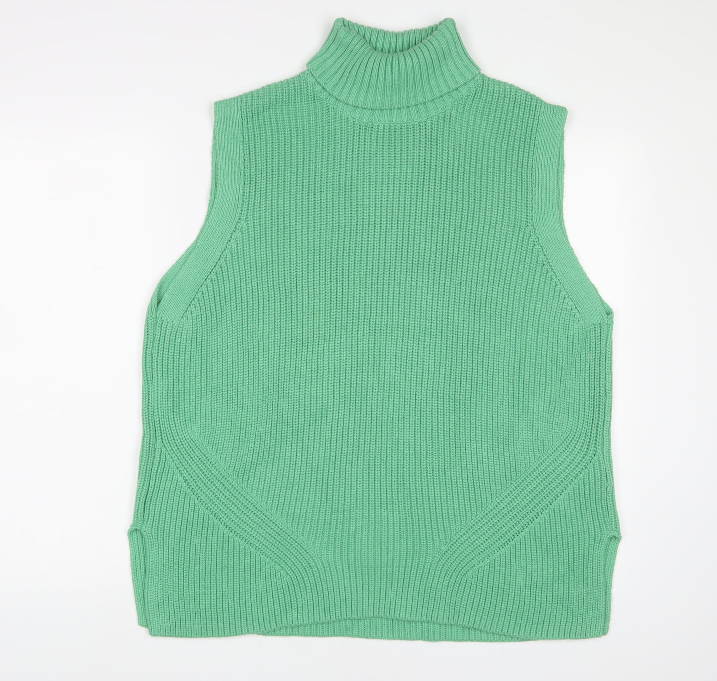 Marks and Spencer Womens Green Roll Neck Cotton Pullover Jumper Size L