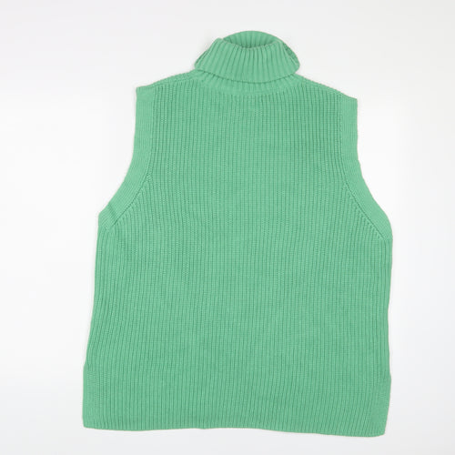 Marks and Spencer Womens Green Roll Neck Cotton Pullover Jumper Size L