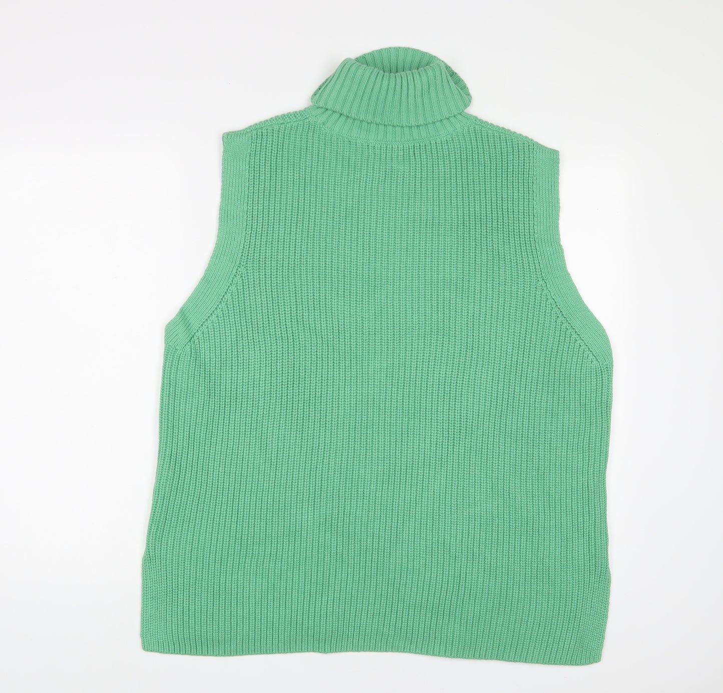 Marks and Spencer Womens Green Roll Neck Cotton Pullover Jumper Size L
