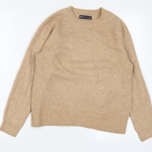 Marks and Spencer Womens Brown Round Neck Acrylic Pullover Jumper Size S