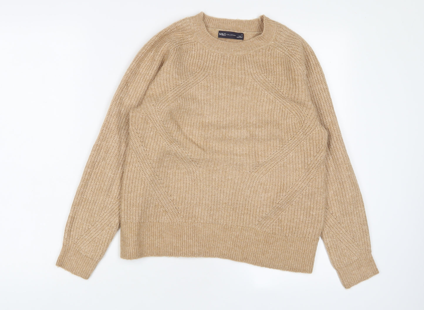 Marks and Spencer Womens Brown Round Neck Acrylic Pullover Jumper Size S
