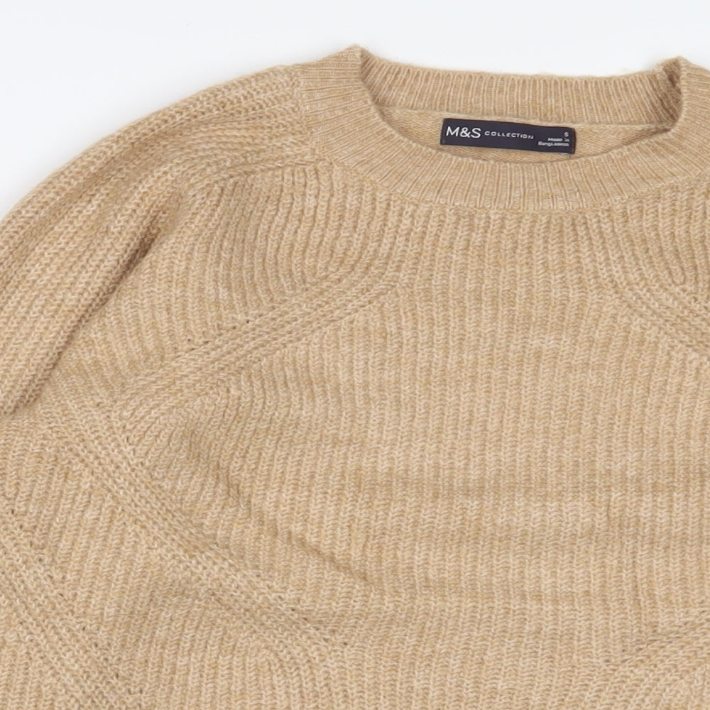 Marks and Spencer Womens Brown Round Neck Acrylic Pullover Jumper Size S