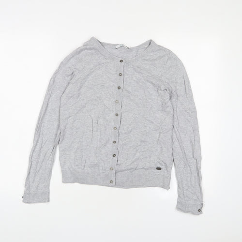 EDC Womens Grey Crew Neck Cotton Cardigan Jumper Size S